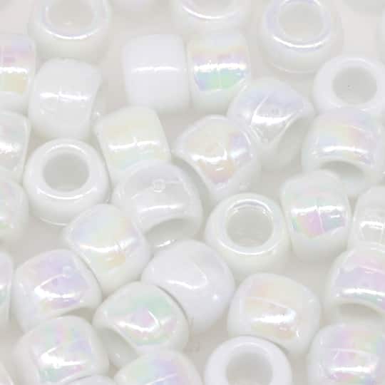 White AB Pony Beads by Creatology&#x2122;, 6mm x 9mm